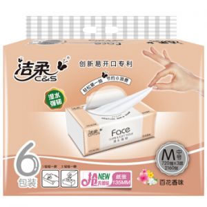 洁柔抽纸纸巾[百花香中号6包]